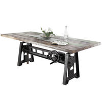ESSTISCH Altholz höhenverstellbar 200x100x75-105 mehrfarbig lackiert INDUSTRIAL #23 - Multicolor, Holz (200/100/75cm) - Massivmoebel24