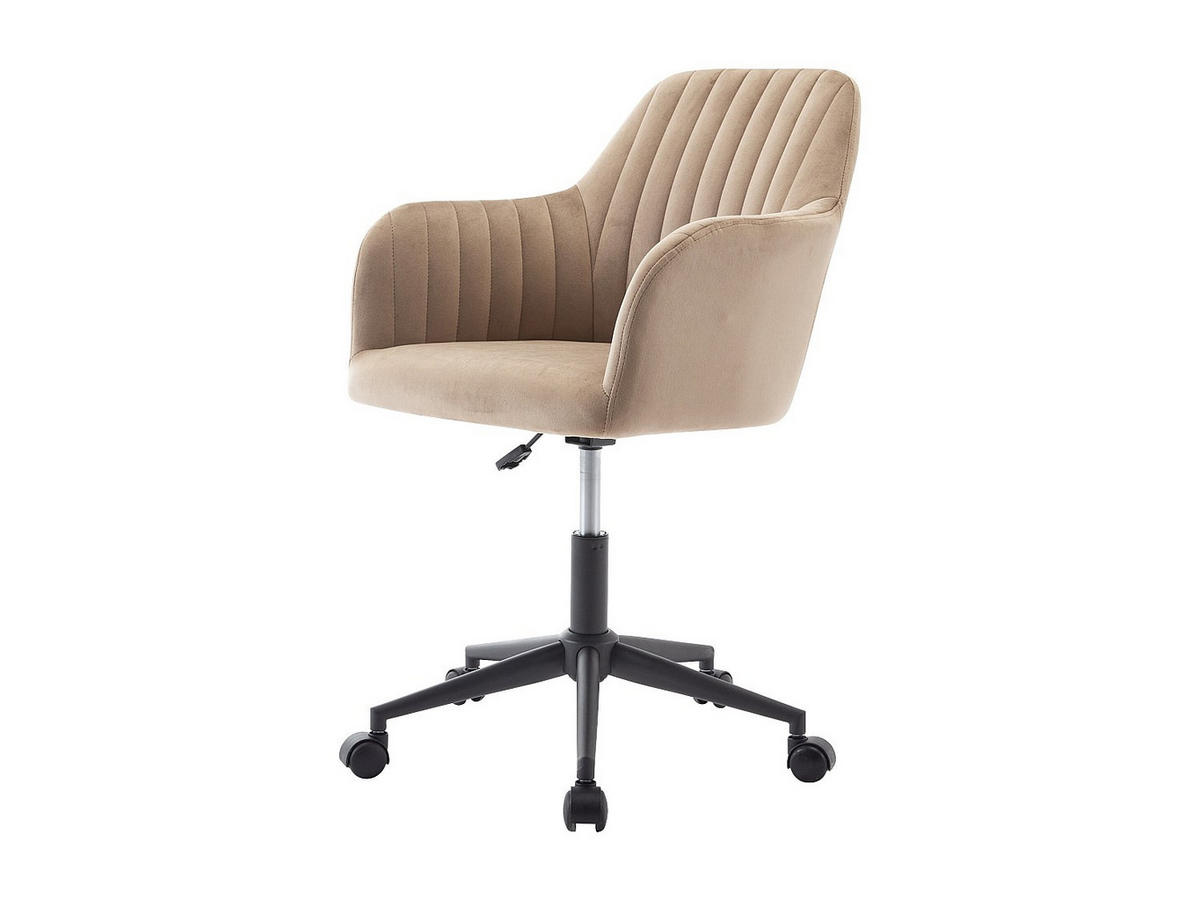 BÜROSTUHL ohne Armlehnen - 59cm x 61.5cm - Samt - beige - ELEANA - Beige/Schwarz, Textil (59/89/61.5cm) - Vente-Unique