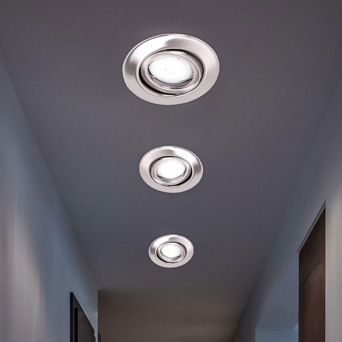 LED EINBAUSTRAHLER Silber gebürstet 3er Set - Silberfarben, Metall (11/7/11cm)