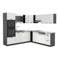 ECKKÜCHE R-Line Weiß Landhaus/Anthrazit 237 x 247 cm, AP Marmor - Anthrazit/Weiß, Holzwerkstoff (247/81.6/60cm) - Vicco