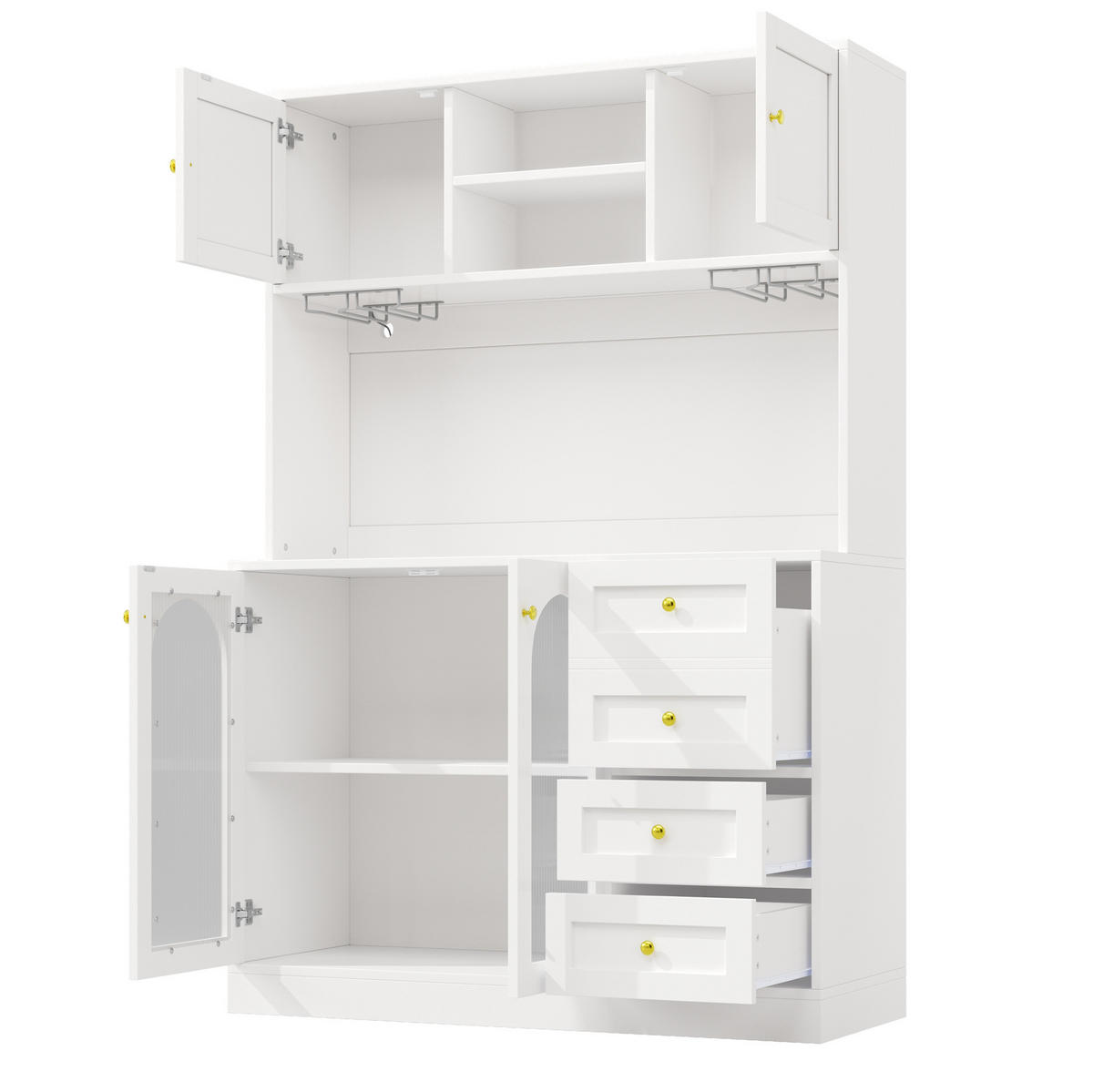 BUFFET 120/40/188 cm aus MDF mit App-gesteuerter LED-Lichtleiste Weiß - Weiß, Holzwerkstoff (120/188/40cm) - Modenvie