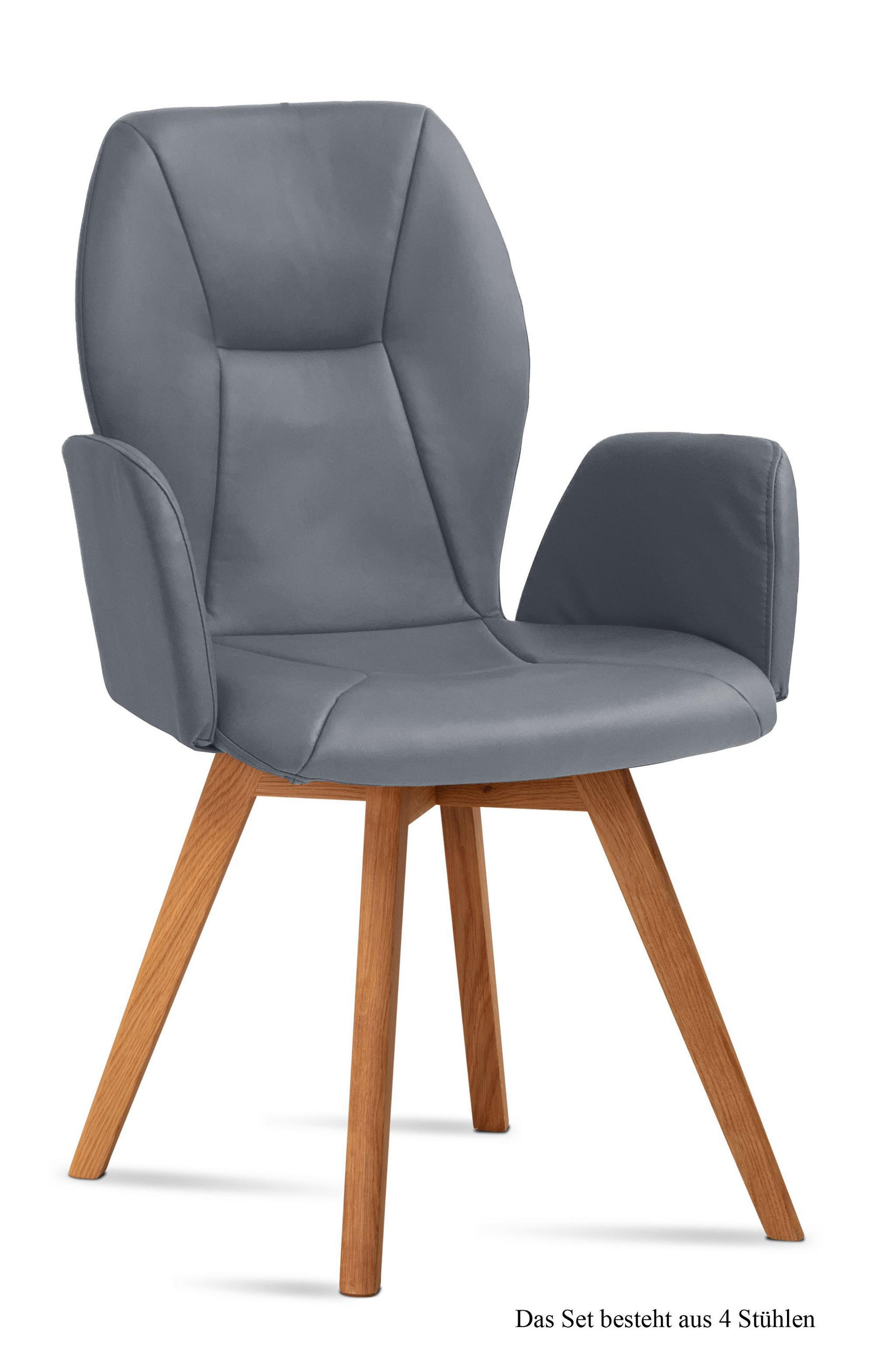 ARMLEHNSTUHL (4er-Set) Donka 58x92x60 Eiche geölt/Grau - Eichefarben/Grau, Kunststoff (60/92/58cm) - 58aufmkessel