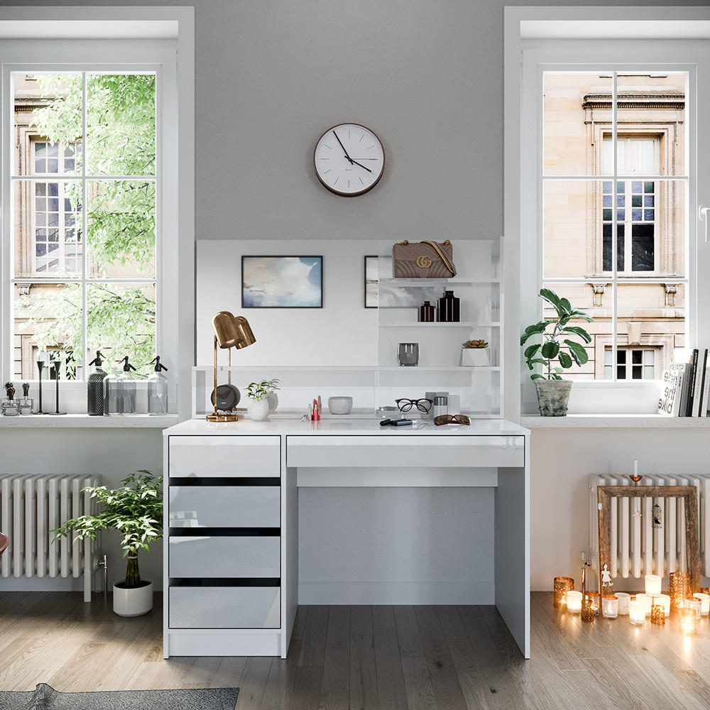 SCHMINKTISCH Sherry Weiß 120 cm mit Spiegel - Weiß, Holzwerkstoff (120/145/55cm) - Vicco