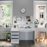 SCHMINKTISCH Sherry Weiß 120 cm mit Spiegel - Weiß, Holzwerkstoff (120/145/55cm) - Vicco