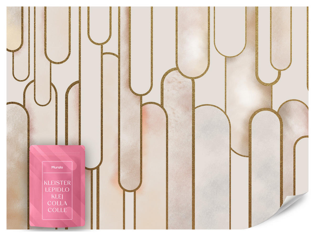 FOTOTAPETE für Wohnzimmer Abstraktion Art Deco 250x175 - Beige/Rosa, Papier (250/175cm) - Muralo