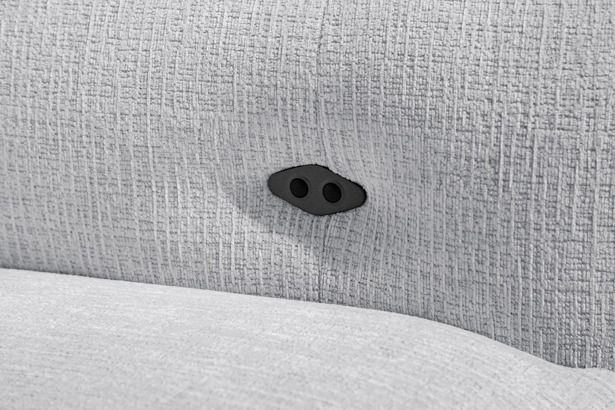 ECKSOFA SVEN 3-Sitzer, 1 Relax XL, verstellbare Kopfstützen, hellgrau - Hellgrau/Schwarz, Holzwerkstoff/Textil (256/163cm) - Courtois Laville