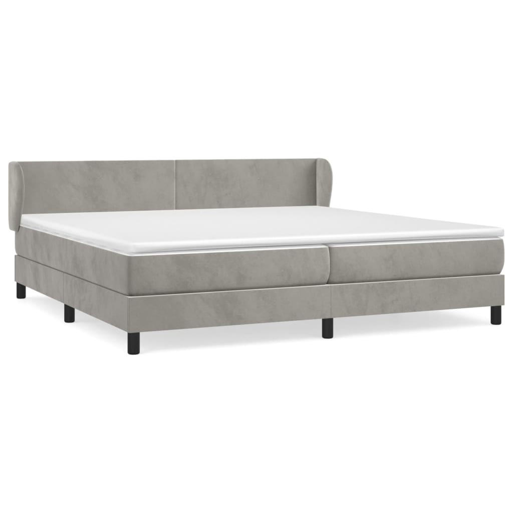 BOXBETT Mit Matratze Hellgrau 200/200 Cm Samt - Weiß, Textil (200/200cm) - vidaXL