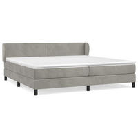 BOXBETT Mit Matratze Hellgrau 200/200 Cm Samt - Weiß, Textil (200/200cm) - vidaXL