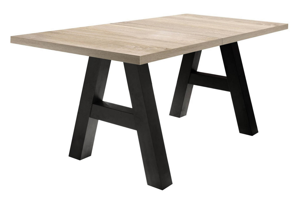 ESSTISCH ausziehbar Elia 7 160 x 90 x 75 Esszimmertisch Schwarzstahl/Eiche Sägerau - Sonoma Eiche, Holz (160/90/75cm) - 58aufmkessel