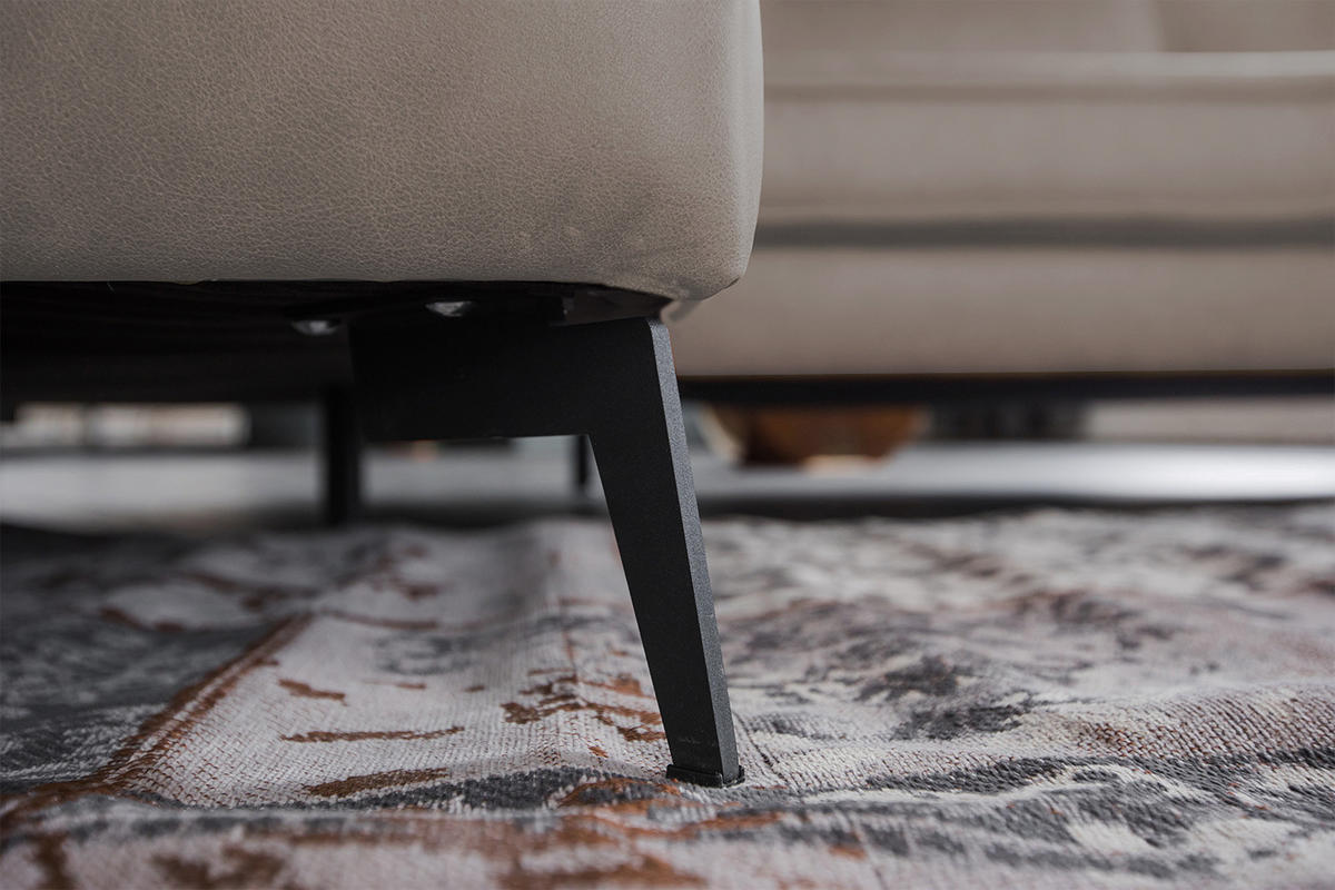 ECKSOFA BLOOM Hellgrau Leder - Hellgrau/Schwarz, Leder/Metall (276/177cm) - KAWOLA