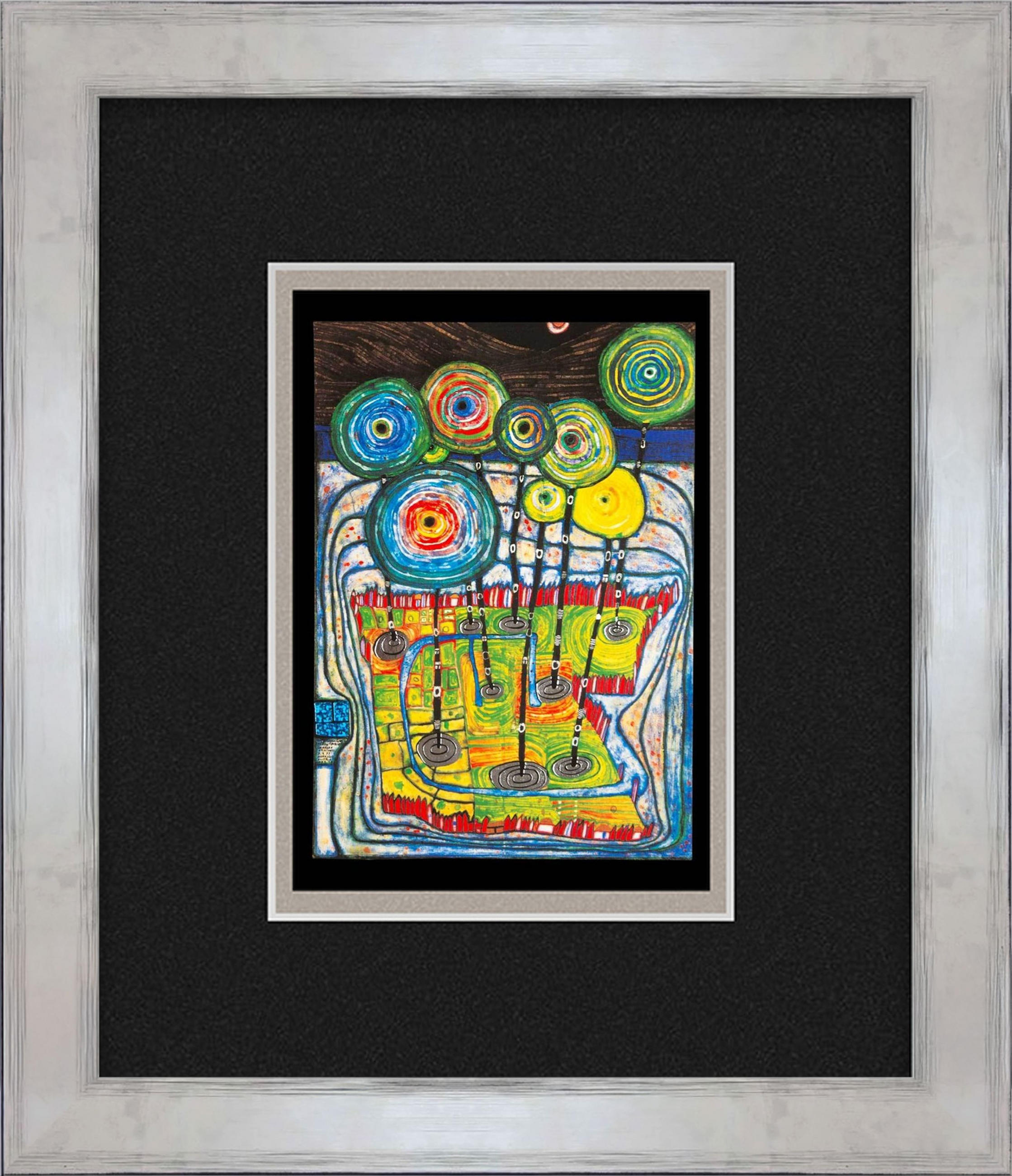 BILD gerahmt 30x35 cm Friedensreich Hundertwasser „Park“ - Gelb, Holz (30/35cm) - artissimo