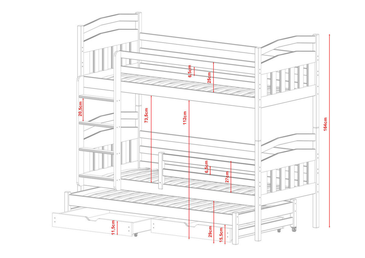 ETAGENBETT WEIß - Weiß, Holz (90/200cm) - FURNLUX