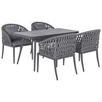 GARTENMÖBEL-SET 4-Sitzer Aluminium/Flechtseil grau Lipari - Grau, Metall - Beliani