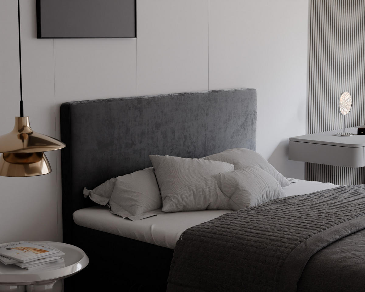 BOXBETT GIULIA 120/200 cm mit Matratze und Topper, Grau - Grau, Textil (120/200cm) - Idohome