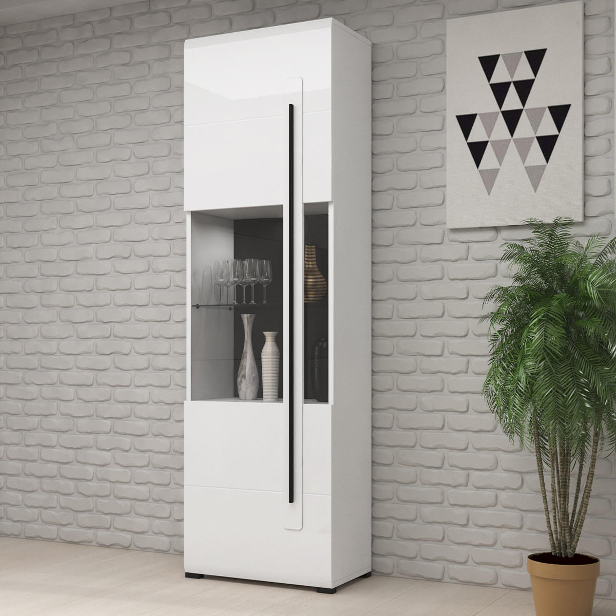 VITRÍNA Louis Bílá - bílá, kompozitní dřevo (60/204/39cm) - Petits-meubles