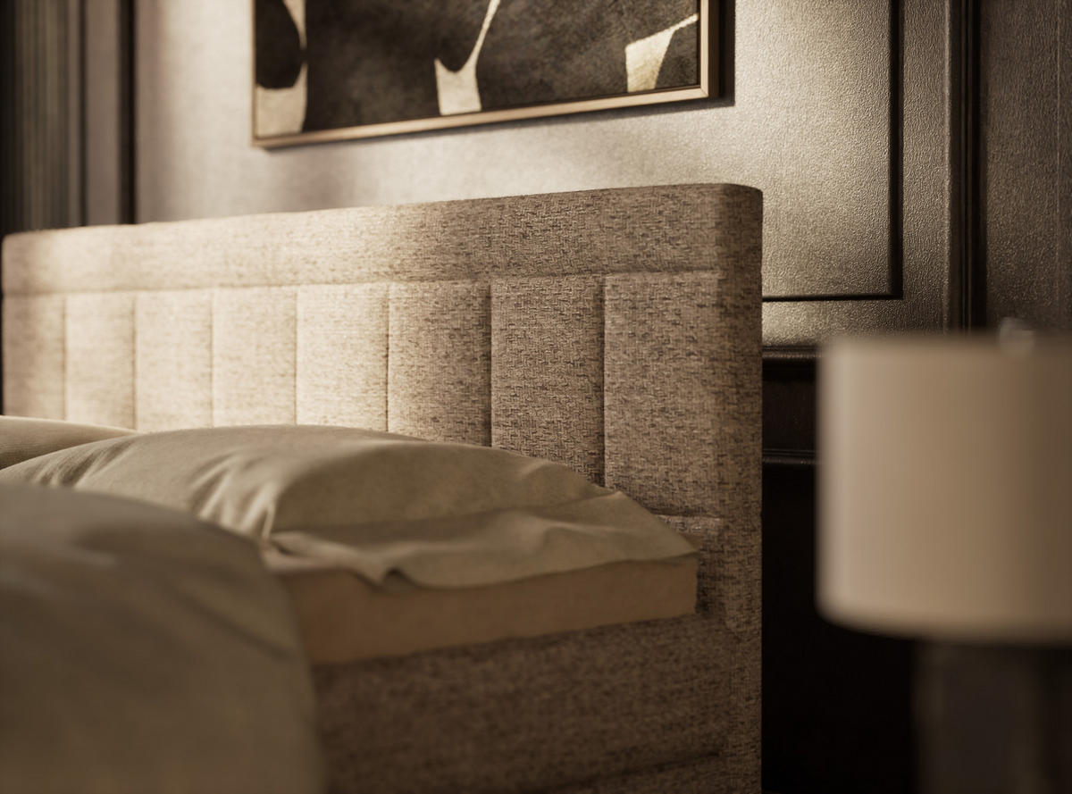 BOXSPRINGBETT Caya 140/200 cm, in Hellbraun, Bettkasten, Matratze, Topper - Hellbraun/Schwarz, Holz/Holzwerkstoff (140/200cm) - Maison de Reve