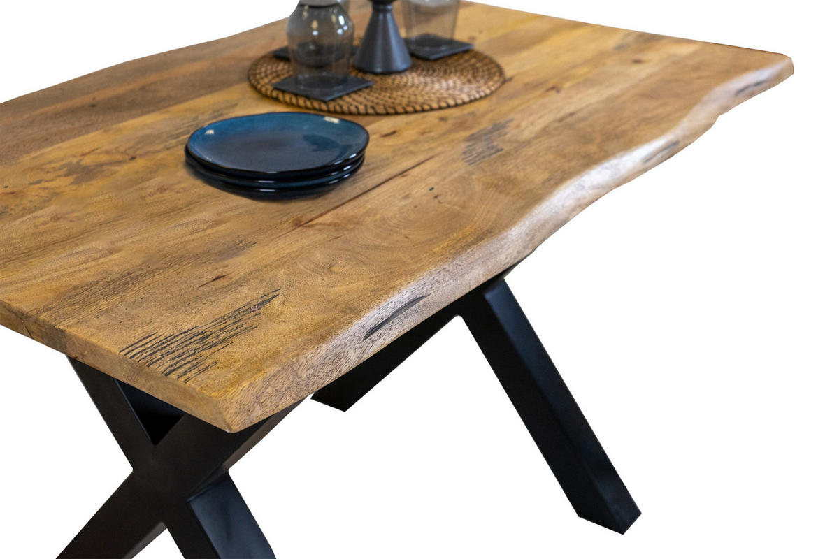 ESSTISCH TIGER X - Beige/Schwarz, Holz/Metall (85/160/77cm) - SAM