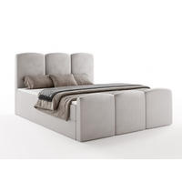 BOXBETT SAVIO 180x200 cm mit Bettkasten, Bonell-Matratze H3 und Topper – Samt Platinfarben - Platinfarben, Textil (180/200cm) - Luxkor24