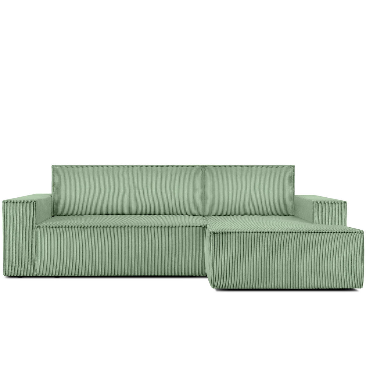 ECKSCHLAFSOFA-RECHTS NAPI in Pet Friendly Cord-Stoff, mintfarben - Schwarz/Mintgrün, Textil (262/148cm) - KONSIMO®