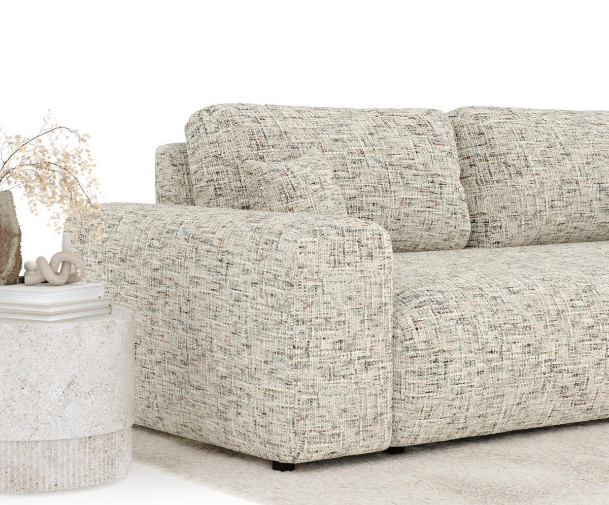 3-SITZER-SOFA Zanzibar Beige Webstoff - Beige/Schwarz, Holz/Holzwerkstoff (213/79/108cm) - Maison de Reve