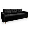 BETTSOFA MILO Schwarz Plüsch-Stoff mit Schlaffunktion - Schwarz, Textil (220/93/87cm) - MASSENO
