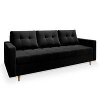 BETTSOFA MILO Schwarz Plüsch-Stoff mit Schlaffunktion - Schwarz, Textil (220/93/87cm) - MASSENO
