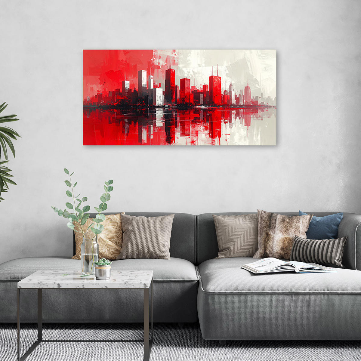 LEINWANDBILD Städte & Architektur 100x50cm - Rot, Textil (100/50cm) - Feeby