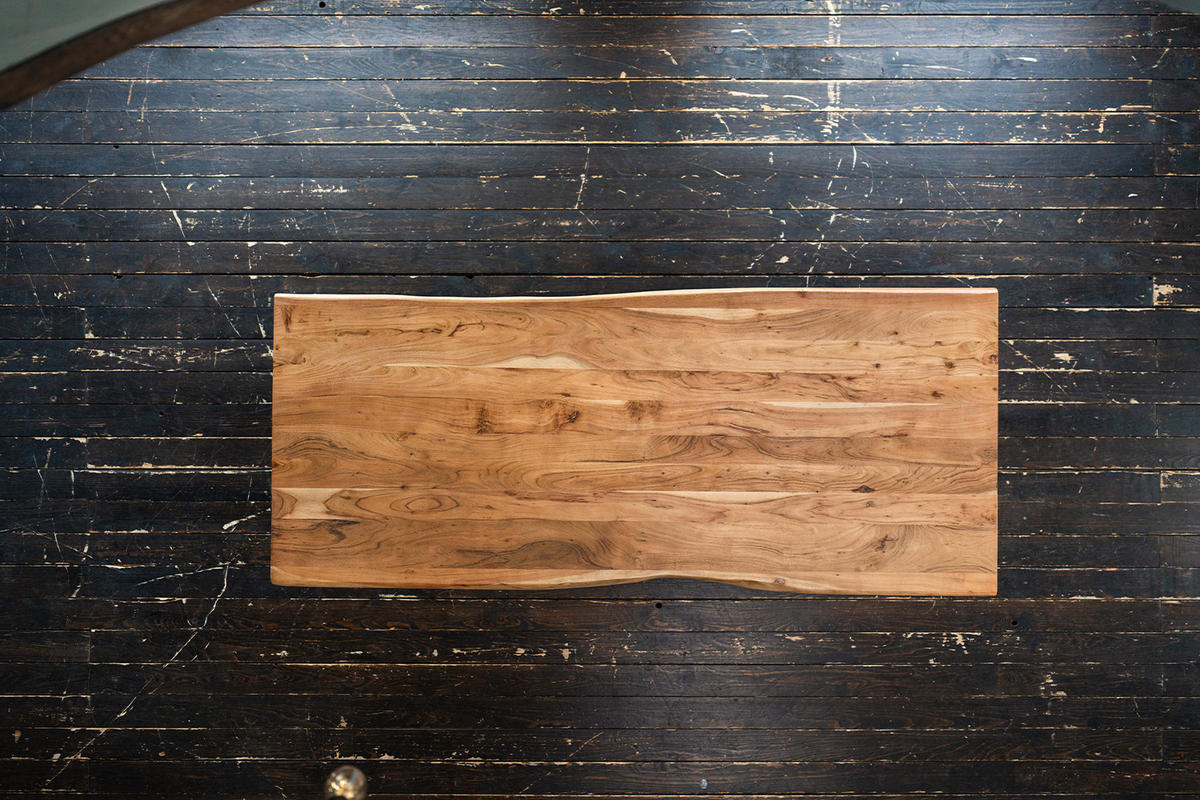 ESSTISCH MIT BAUMKANTE SELVA Braun Akazie - Schwarz/Braun, Holz/Metall (240/100/78cm) - KAWOLA