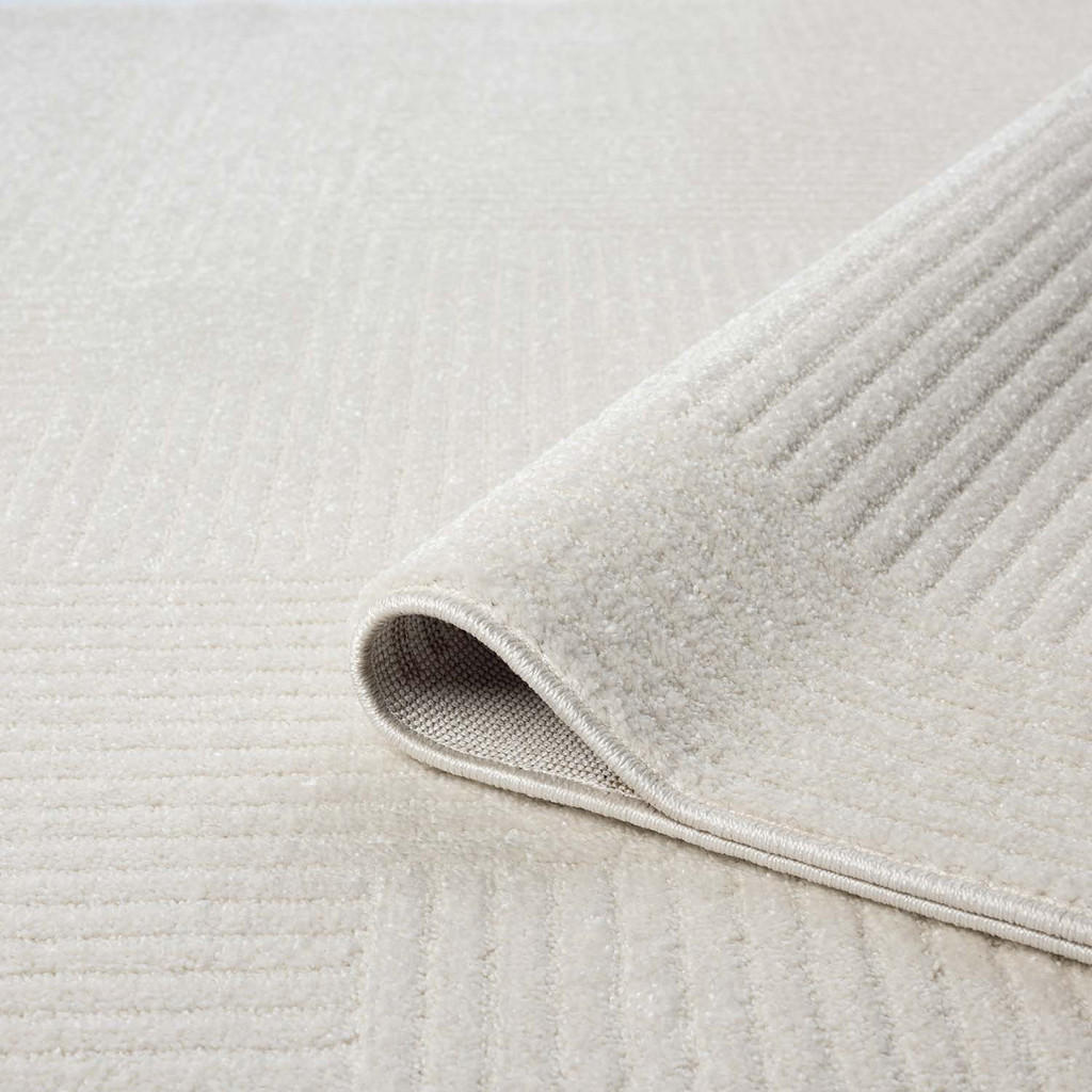 Thumbnail - carpet city Kurzflor-Teppich, Creme, Textil, Gestreift, Rund, 160x160 cm, Oeko-Tex® Standard 100, für Fußbodenheizung ge...