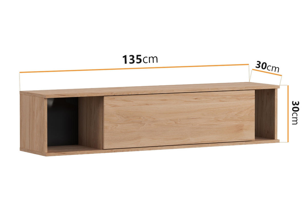 HÄNGESCHRANK Dallas 135/30/30 Hikora - Eichefarben, Holzwerkstoff (135/30/30cm) - Ravio