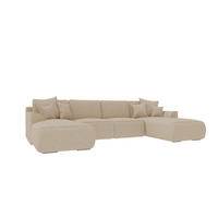WOHNLANDSCHAFT GUSTO Strukturstoff Beige inkl. Schlaffunktion - Chromfarben/Beige, Kunststoff/Textil (306/96/194cm) - 99rooms