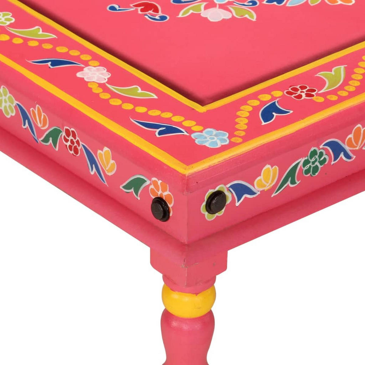 COUCHTISCH Rosa Handbemalt Massivholz Mango - Pink, Holzwerkstoff (54/54/30cm) - furnicato