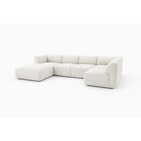 WOHNLANDSCHAFT MOVO - modulares Ecksofa cream – modernes Design und flexible Gestaltung, links - Dunkelgrün/Bordeaux, Kunststoff/Textil (156/78/345cm) - KS Home Concept