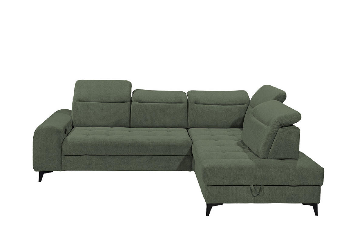 ECKSOFA mit elektrischer Sitztiefenverstellung - Grün, Kunststoff/Textil (200/282cm) - ed exciting design
