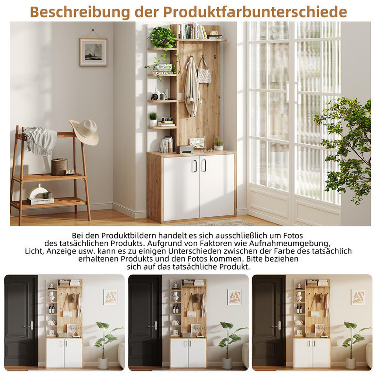 GARDEROBEN-SET mit Schuhaufbewahrung und 5-lagigem Stauraum 75x33x180 cm - Braun, Holzwerkstoff (33/180/75cm) - Fuleadture