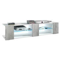 LOWBOARD Movie Fronten in Beton Oxid Optik - Hellgrau, Holzwerkstoff (134/29/39cm) - Vladon