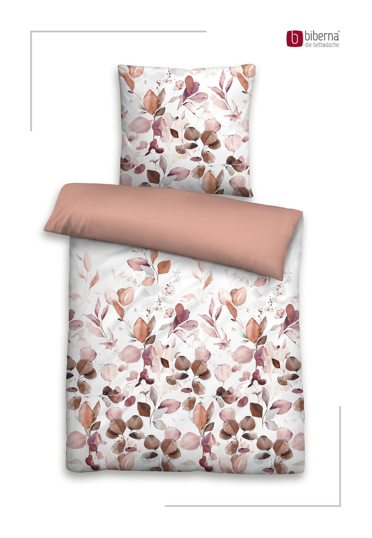 BETTWÄSCHE-GARNITUR Tencel Floral kardinal, 135x200 cm + 80x80 cm - Dunkelrot, Textil (135/200cm) - biberna