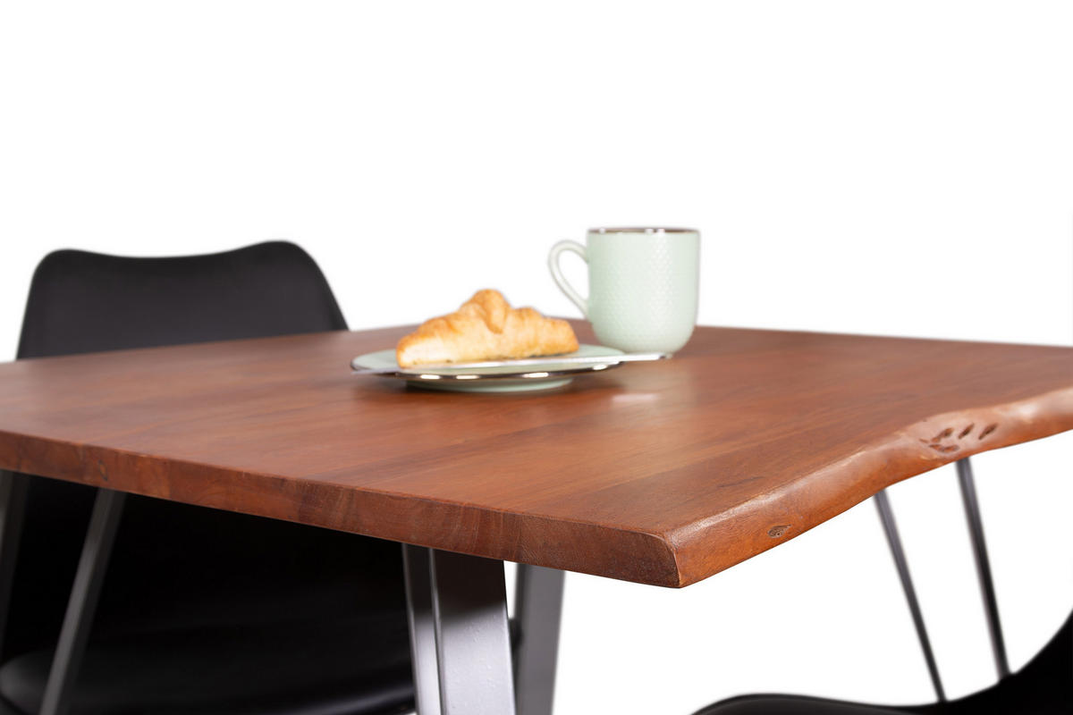 ESSTISCH CELIA - Silberfarben/Braun, Holz/Metall (90/90/77cm) - SAM