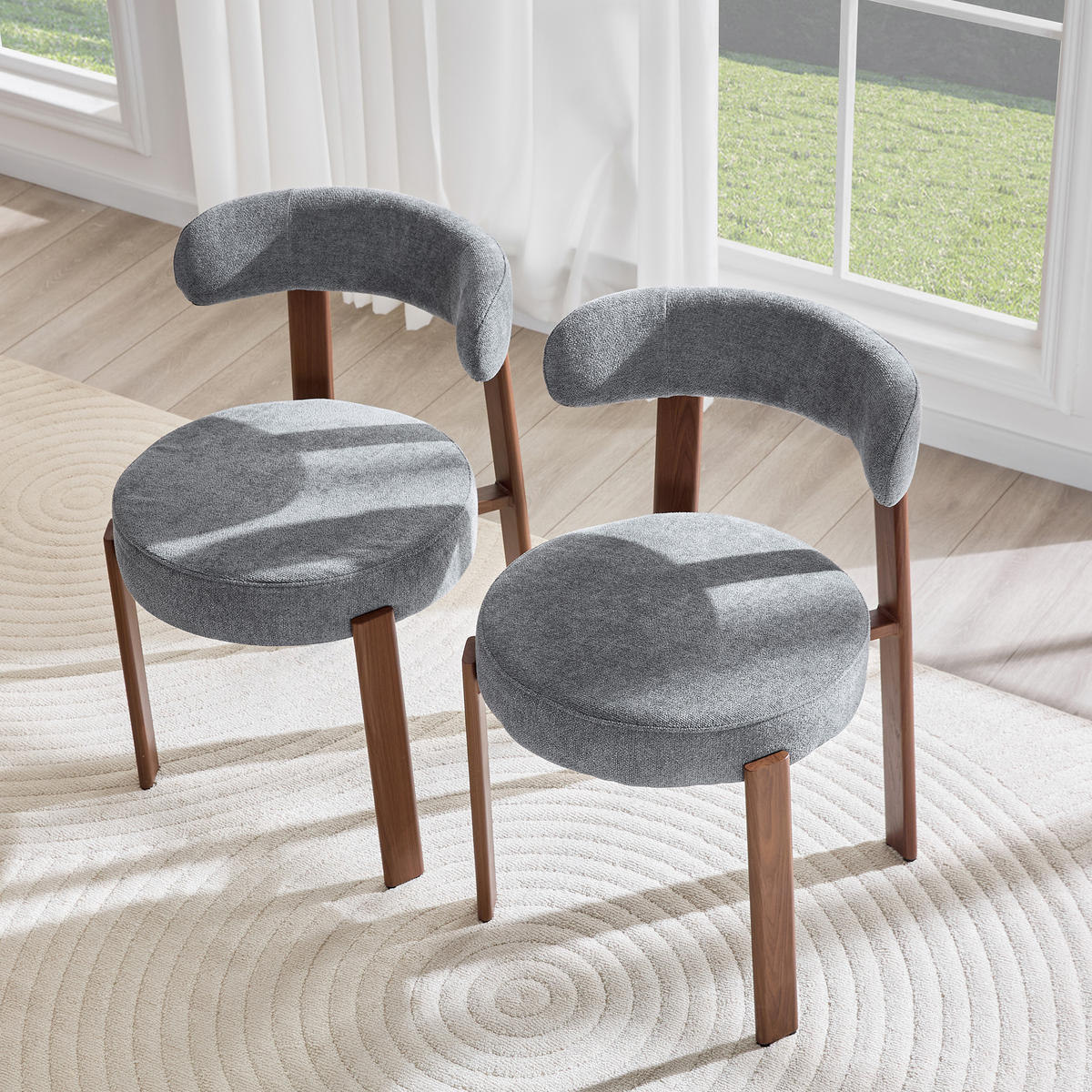 ESSZIMMERSTUHL 2er-Set mit Bügellehne, Grau - Grau, Textil (51.5/79/57cm)