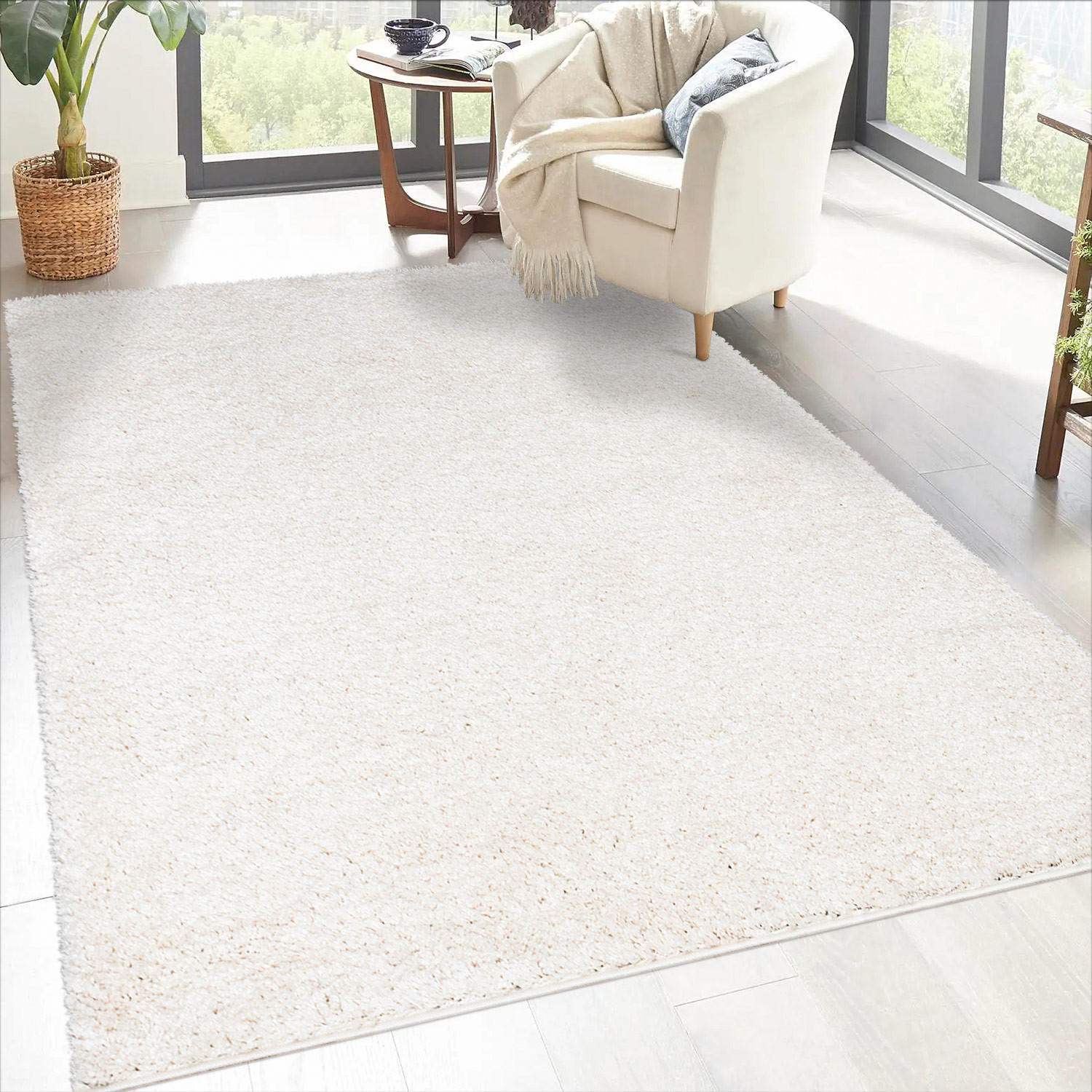 HOCHFLOR-TEPPICH City Shaggy 500 Creme 150x150 cm - Creme, Textil (150/150cm) - carpet city