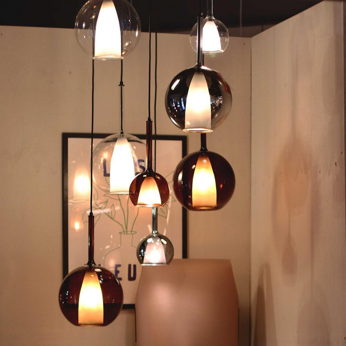 HÄNGELEUCHTE Belluna Rauch - Grau, Glas (24/24/45cm) - s.luce