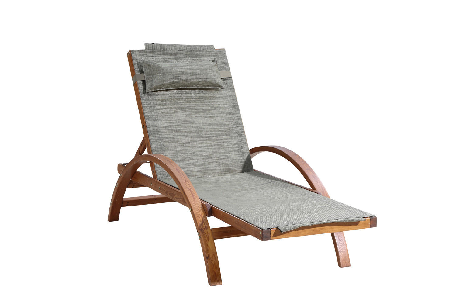 LIEGESTUHL Naari Grau Aus Stoff - Grau, Holz (75/95/195cm) - Concept Usine