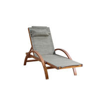 LIEGESTUHL Naari Grau Aus Stoff - Grau, Holz (75/95/195cm) - Concept Usine