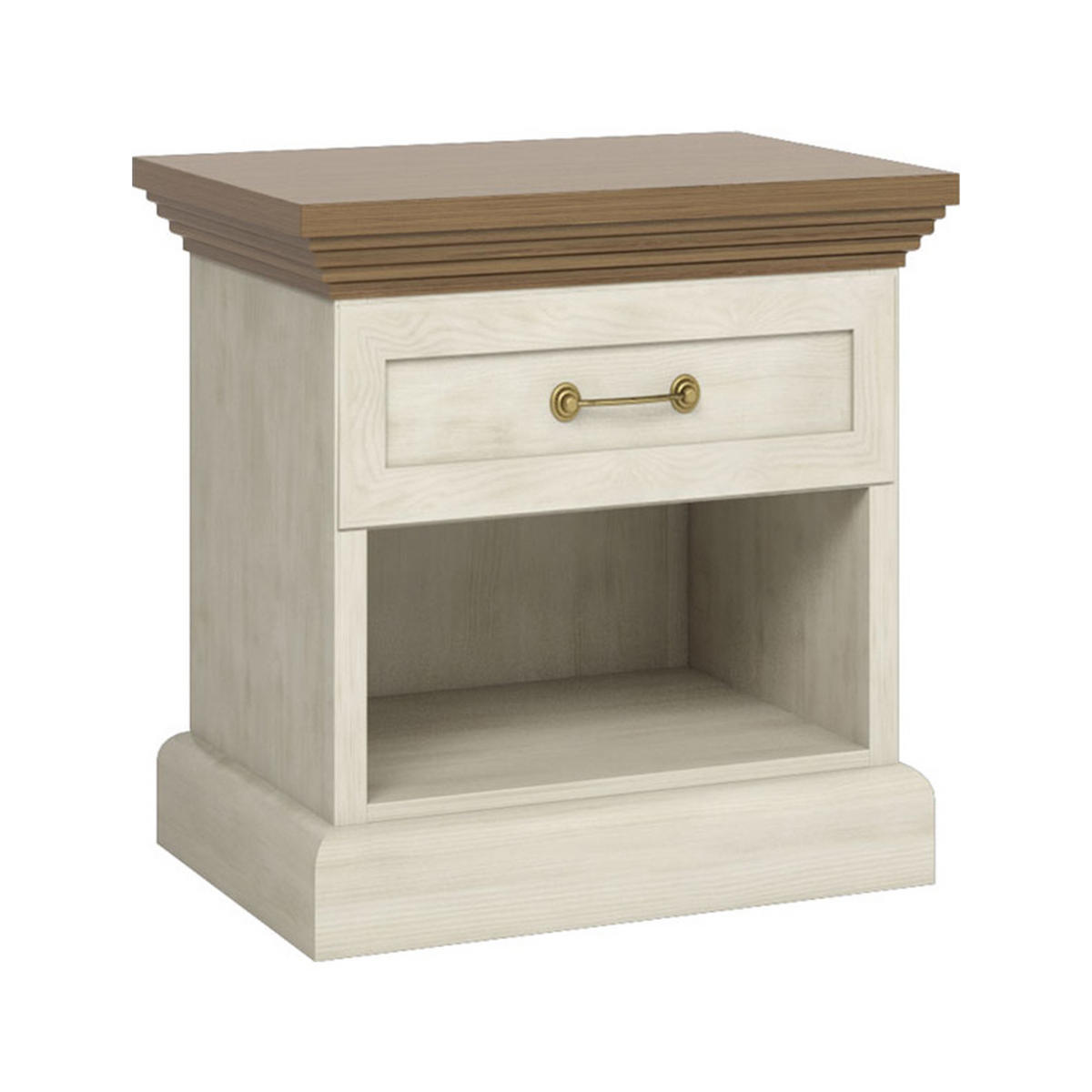 NACHTTISCH Royal Pinie skandinavisch / weiß / Wildeiche 57 / 44,8 / 51,2cm - Eichefarben/Weiß, Holz/Holzwerkstoff (57/51.2/44.8cm) - Feldmann-Wohnen