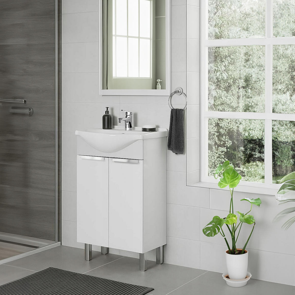 WASCHTISCHKOMBI 46cm mit Waschbecken weiß - Weiß, Holzwerkstoff (46/83/31cm) - Stamar