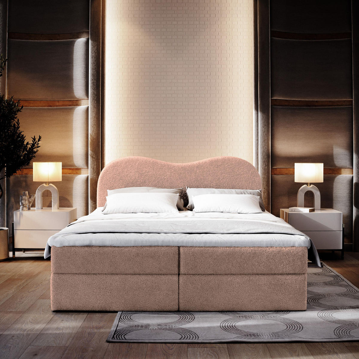 BOXBETT FLUVIA N 160x200 cm mit Matratze und Topper - Rosa - Rosa, Holz (160/200cm) - MASSENO