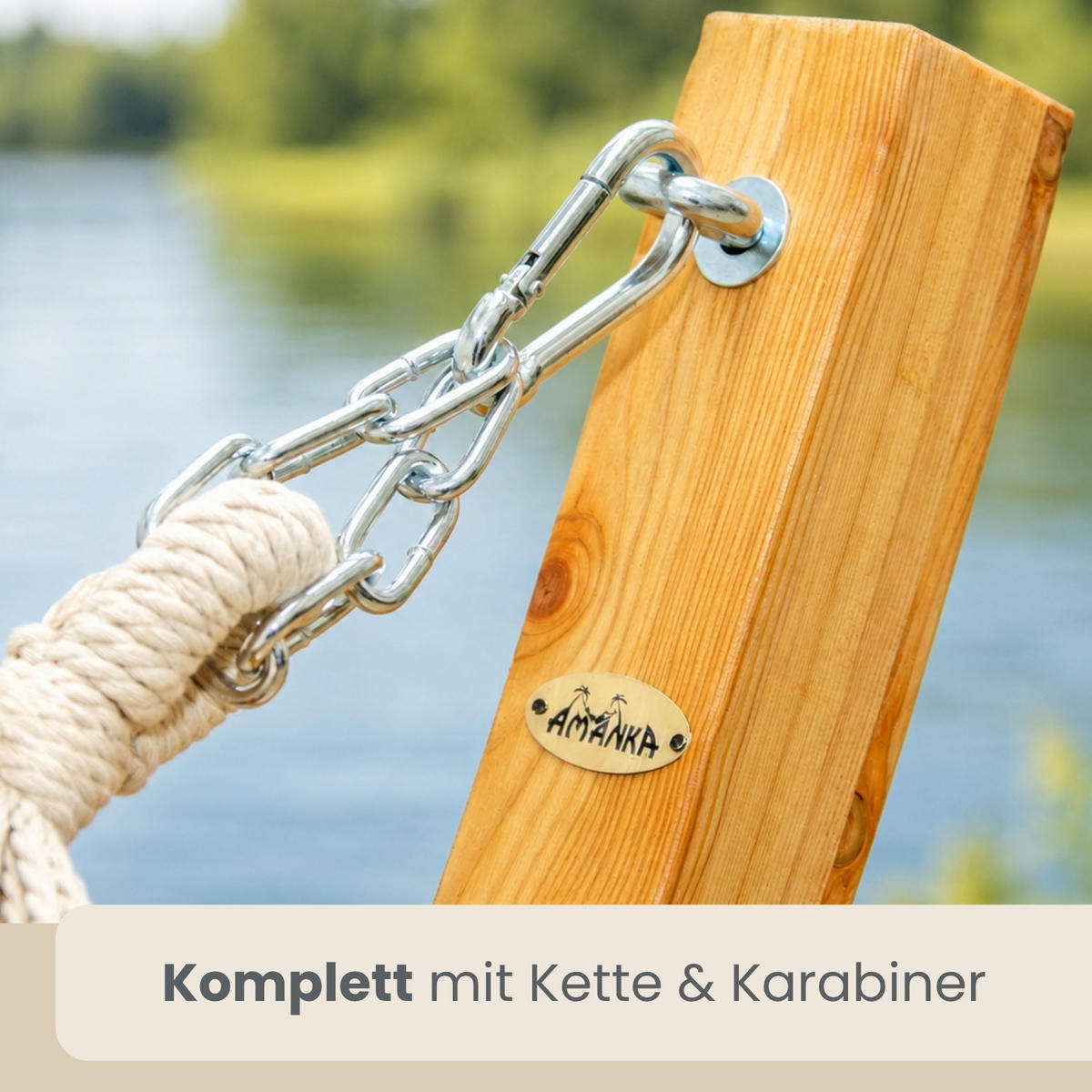 XXL-HÄNGEMATTENGESTELL, 325/120 cm, Holzfarben - Naturfarben, Holz (325/120/118cm) - Amanka