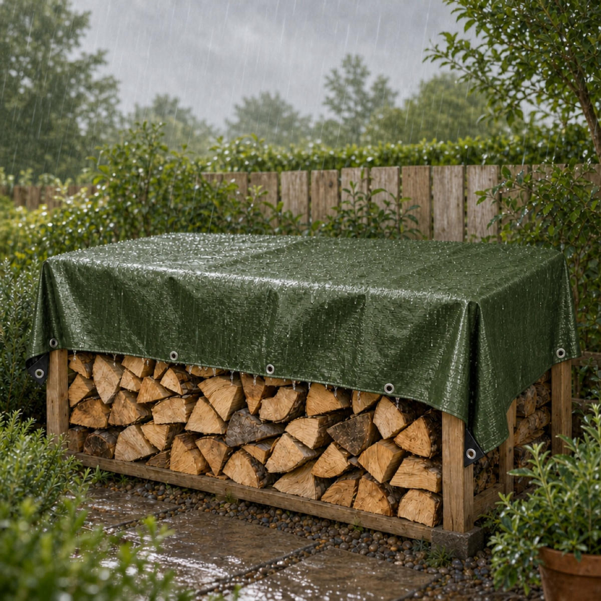 PONJAVA zelena vodoodporna 200 g/m² 2x3 m - temno zelena, umetna masa (300/200/0.1cm) - Relaxdays
