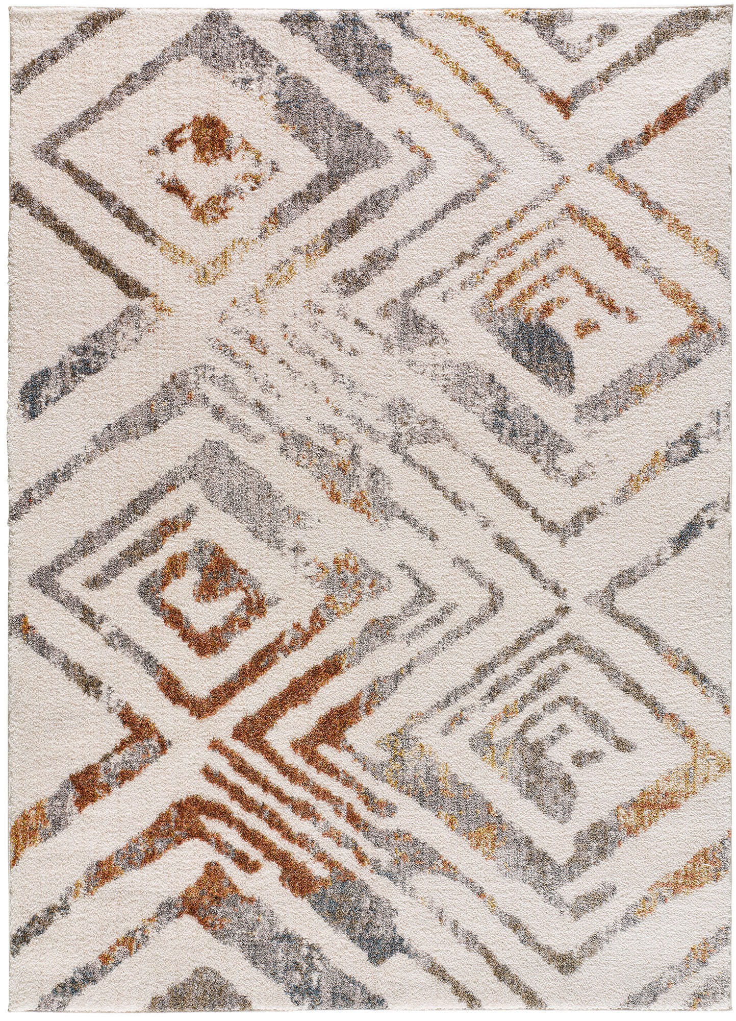 Atticgo Webteppich Mehrfarbig, Weiß, Rost, Grau 80x150 cm
