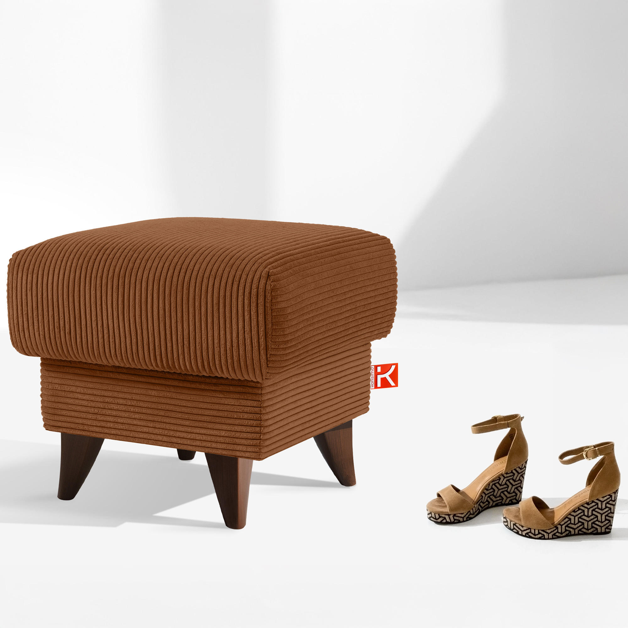 FUẞSTÜTZE GUSTAVO II, Rostbraun - Rotbraun/Braun, Holz/Holzwerkstoff (53/49/53cm) - KONSIMO®